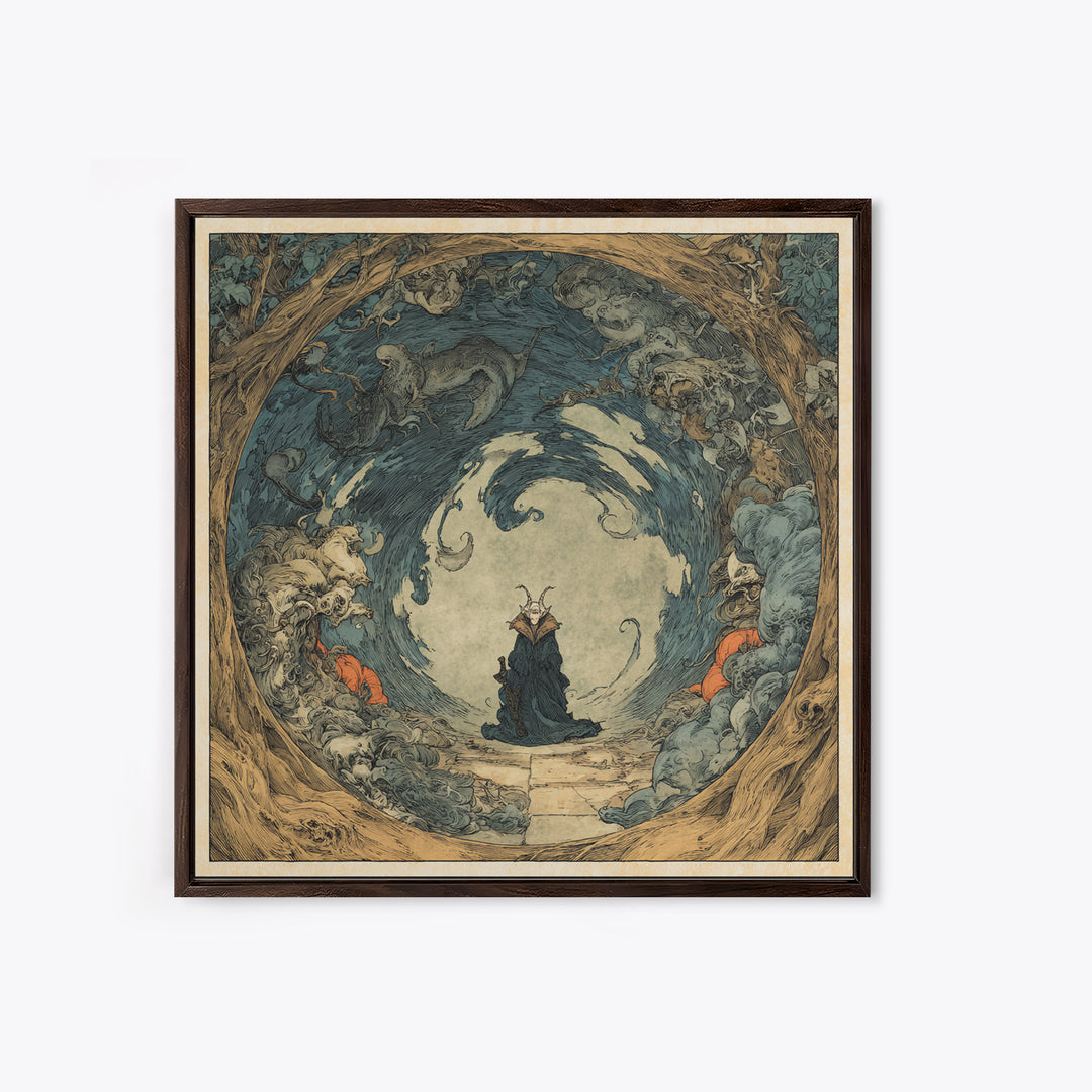 The Dream Eater, Gothic Storybook Art, Square Wall Art, Gothic Horror Wall Art, Canvas Print, Halloween Wall Art, Seasonal Home Decor