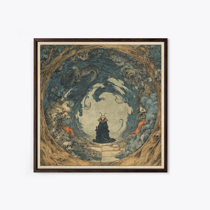 The Dream Eater, Gothic Storybook Art, Square Wall Art, Gothic Horror Wall Art, Canvas Print, Halloween Wall Art, Seasonal Home Decor