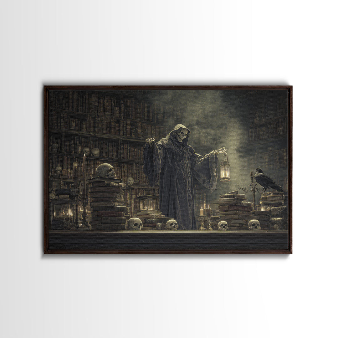 The Crypt Librarian, Symbolist Gothic Landscape, Landscape Wall Art, Gothic Horror Wall Art, Canvas Print, Halloween Wall Art