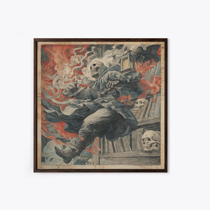 The Crypt Librarian, Grotesque Carnival Art, Square Wall Art, Dark Halloween Decor, Canvas Print, Halloween Wall Art, Statement Wall Art