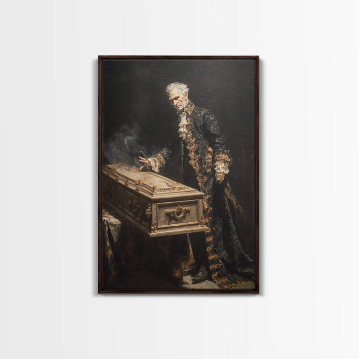 The Royal Coffin Maker, Dark Romantic Horror Art, Vertical Wall Art, Dark Halloween Decor, Framed Canvas Print, Halloween Wall Art