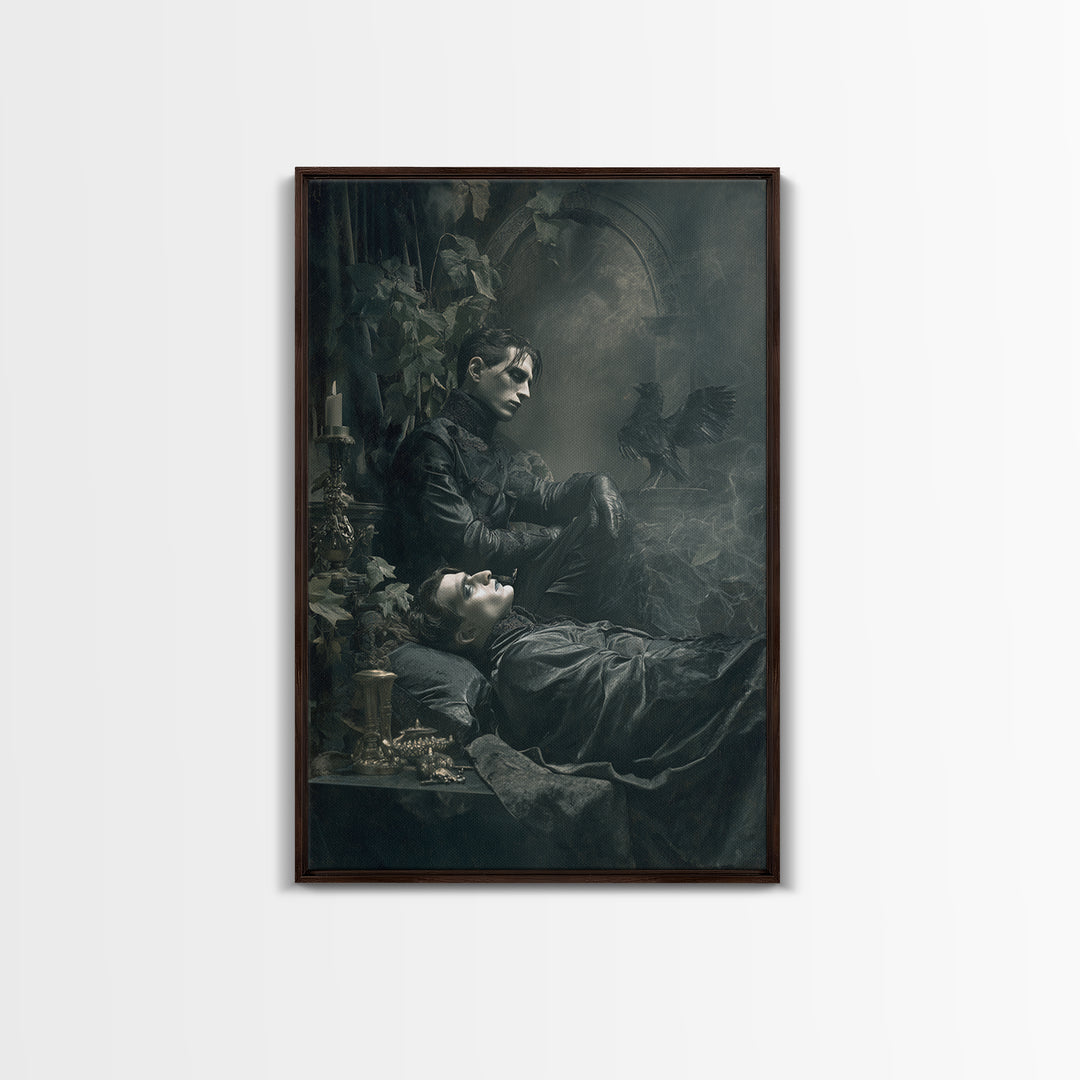 The Royal Coffin Maker, Dark Symbolist Art, Vertical Wall Art, Macabre Wall Art, Framed Canvas Print, Halloween Wall Art