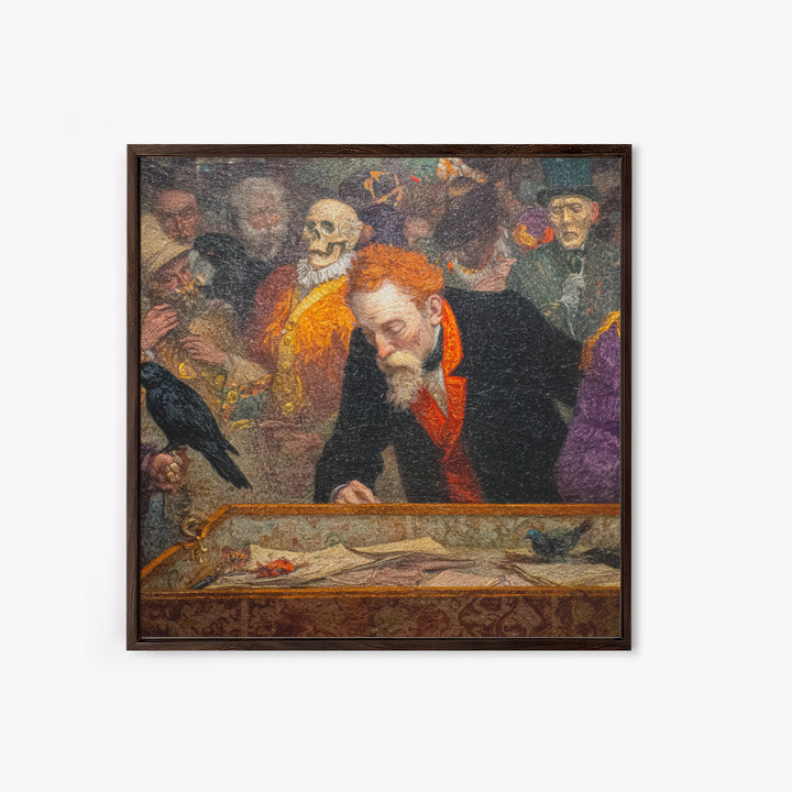 The Royal Coffin Maker, Grotesque Carnival Art, Square Wall Art, Dark Halloween Decor, Framed Canvas Print, Halloween Wall Art
