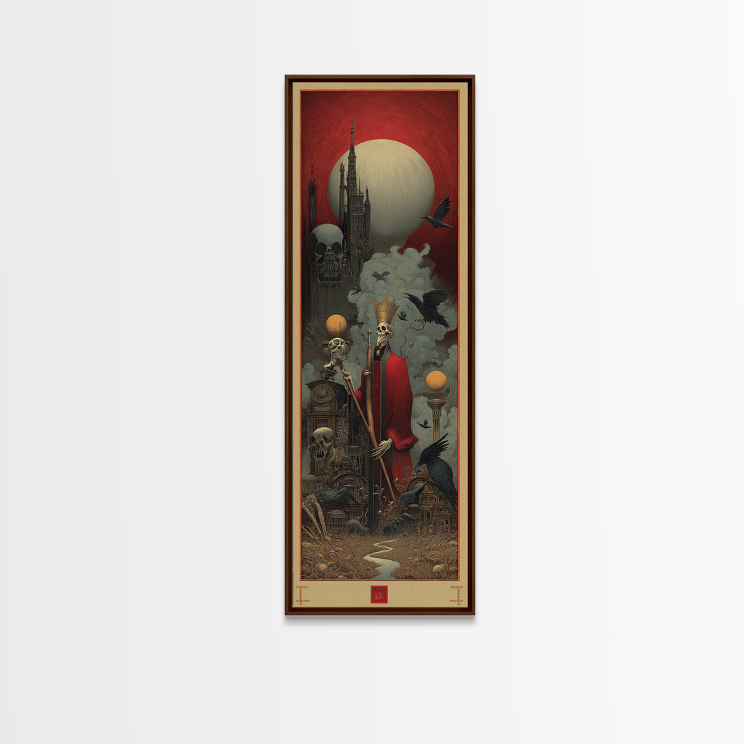 The Royal Coffin Maker, Surreal Apocalyptic Art, Tall Narrow Wall Art, Dark Fantasy Wall Art, Framed Canvas Print