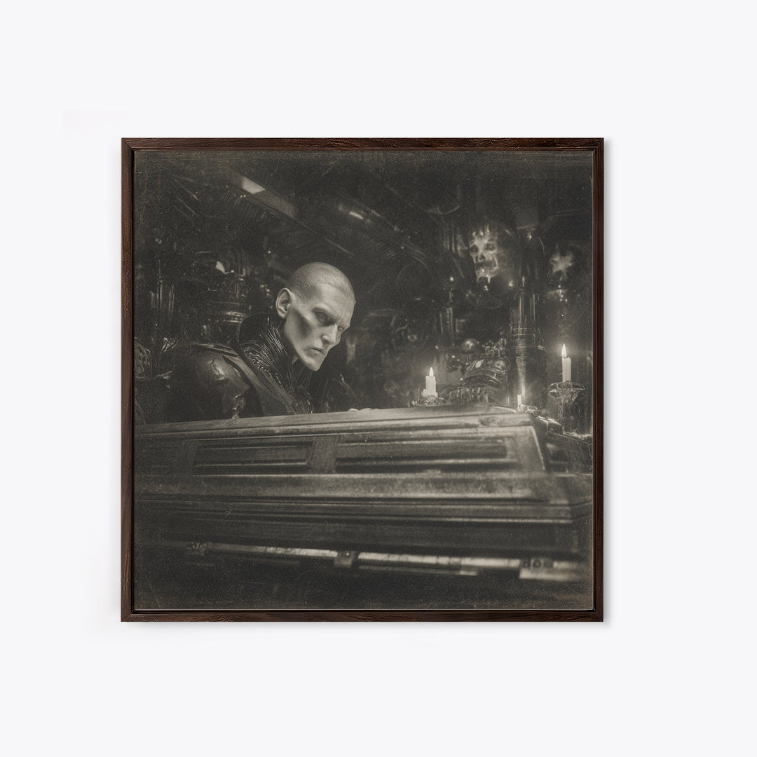 The Royal Coffin Maker, Biomechanical Horror Art, Square Wall Art, Gothic Horror Wall Art, Canvas Print, Halloween Wall Art