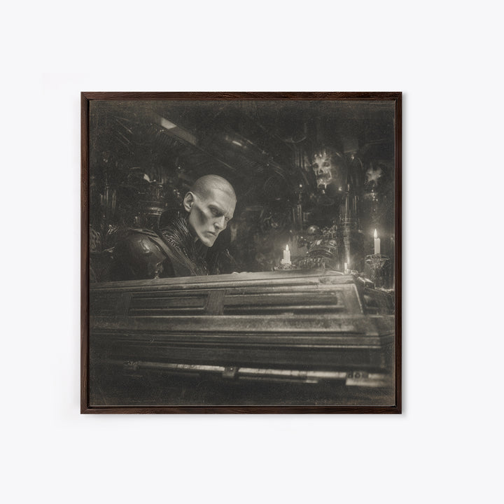 The Royal Coffin Maker, Biomechanical Horror Art, Square Wall Art, Gothic Horror Wall Art, Canvas Print, Halloween Wall Art