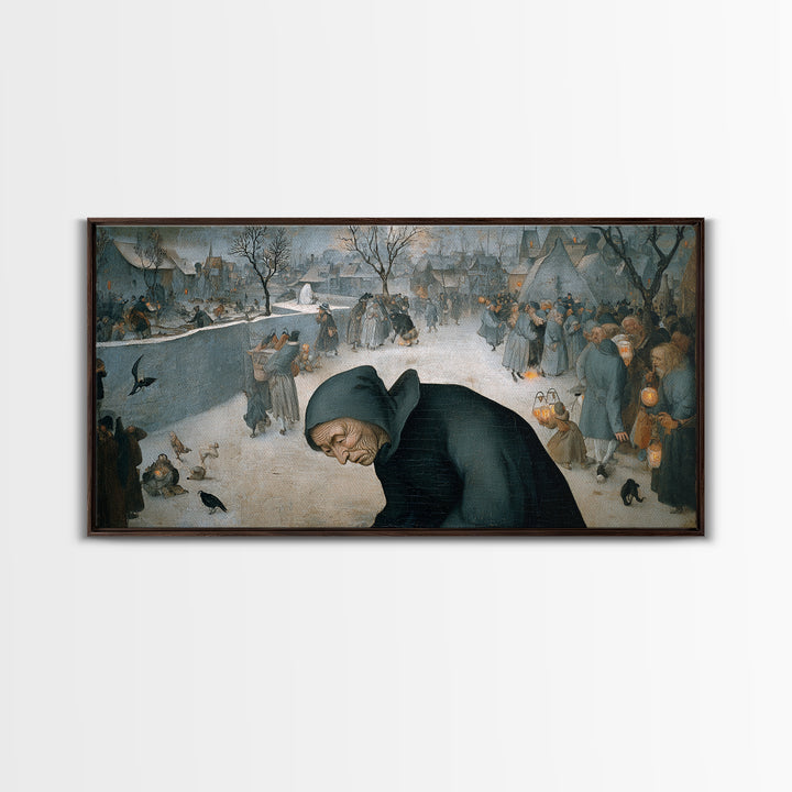 The Soul Collector, Northern Renaissance Horror, Wide Panoramic Art, Gothic Horror Wall Art, Framed Canvas Print