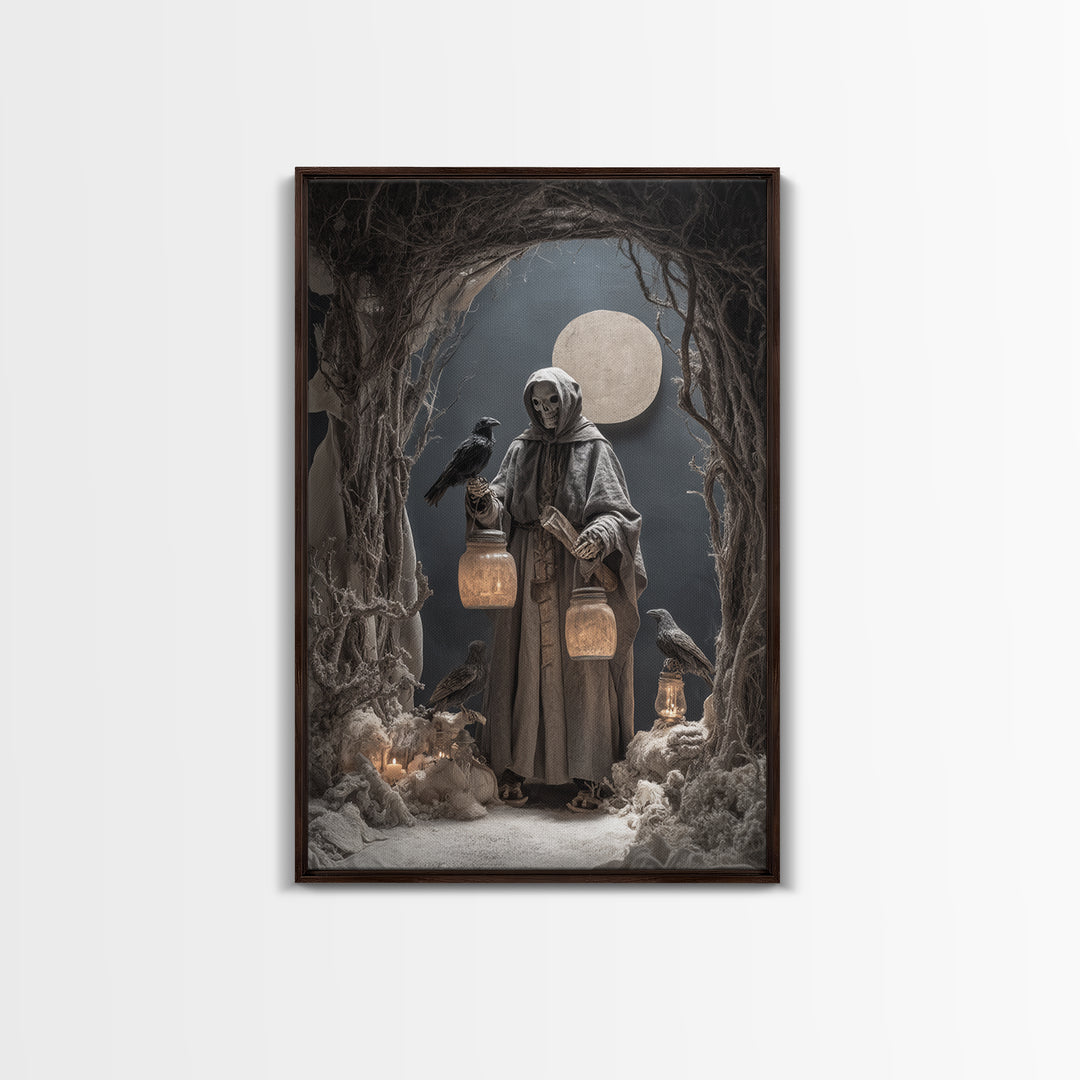 The Soul Collector, Danse Macabre Art, Vertical Wall Art, Dark Fantasy Wall Art, Framed Canvas Print, Halloween Wall Art
