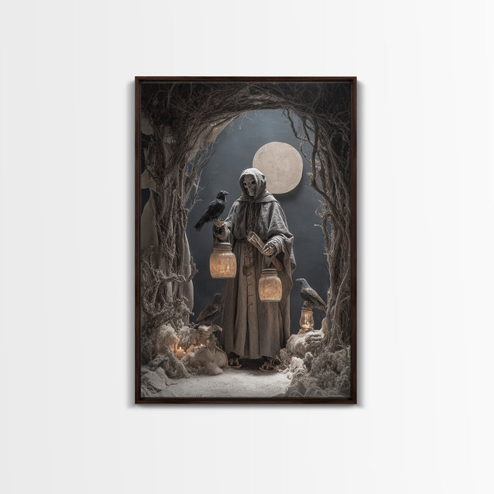 The Soul Collector, Danse Macabre Art, Vertical Wall Art, Dark Fantasy Wall Art, Framed Canvas Print, Halloween Wall Art