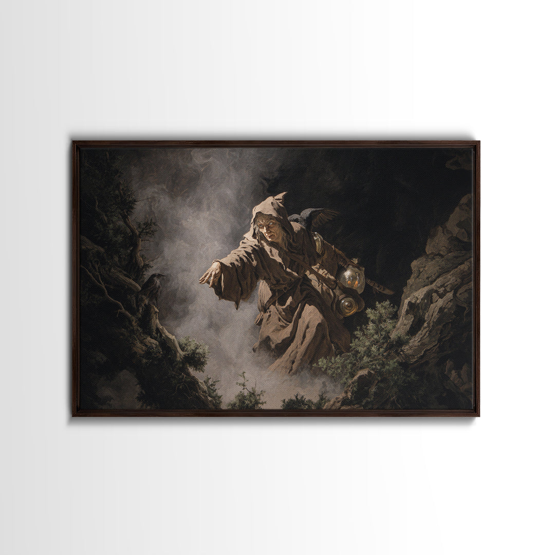 The Soul Collector, Baroque Witchcraft Art, Landscape Wall Art, Dark Halloween Decor, Framed Canvas Print, Halloween Wall Art
