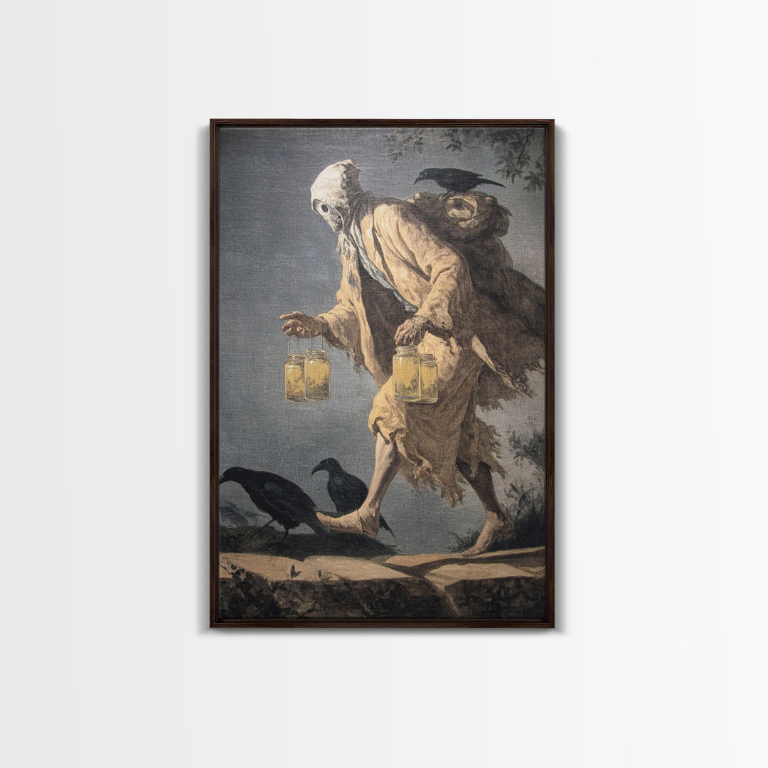 The Soul Collector, Gothic Nightmare Art, Vertical Wall Art, Macabre Wall Art, Framed Canvas Print, Halloween Wall Art