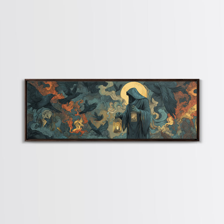 The Soul Collector, Visionary Gothic Art, Extra Wide Wall Art, Dark Halloween Decor, Canvas Print, Halloween Wall Art