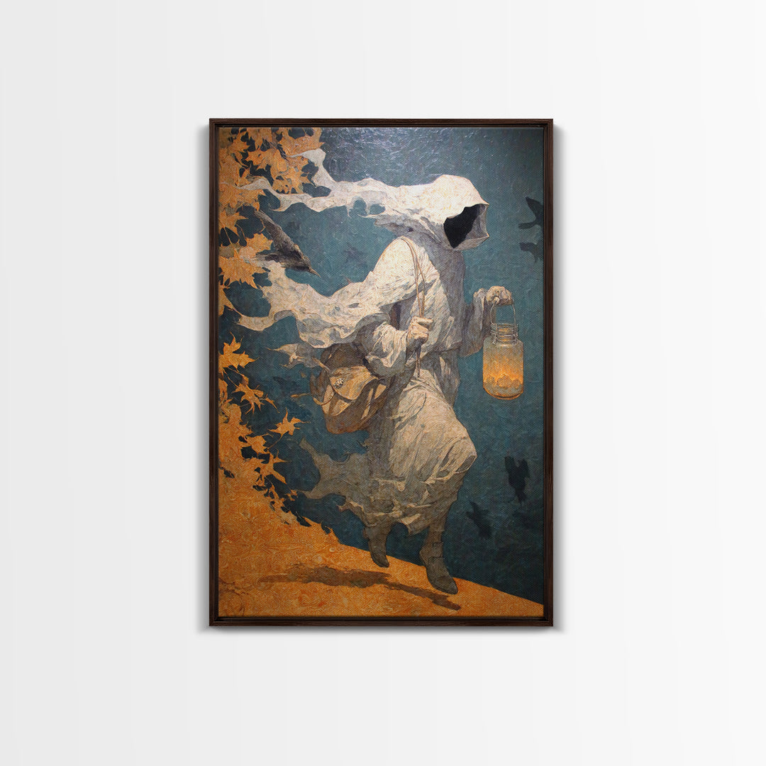 The Soul Collector, Symbolist Dream Art, Vertical Wall Art, Dark Halloween Decor, Framed Canvas Print, Halloween Wall Art