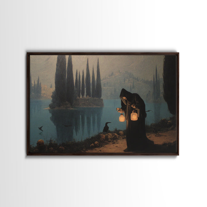 The Soul Collector, Symbolist Gothic Landscape, Landscape Wall Art, Macabre Wall Art, Framed Canvas Print, Halloween Wall Art