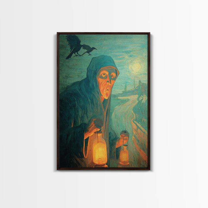 The Soul Collector, Expressionist Gothic Art, Vertical Wall Art, Dark Halloween Decor, Canvas Print, Halloween Wall Art