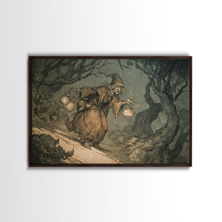 The Soul Collector, Gothic Storybook Art, Landscape Wall Art, Gothic Horror Wall Art, Canvas Print, Halloween Wall Art