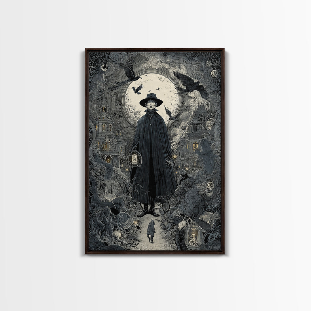 The Soul Collector, Victorian Macabre Art, Vertical Wall Art, Dark Fantasy Wall Art, Framed Canvas Print, Halloween Wall Art