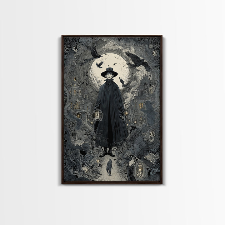 The Soul Collector, Victorian Macabre Art, Vertical Wall Art, Dark Fantasy Wall Art, Framed Canvas Print, Halloween Wall Art