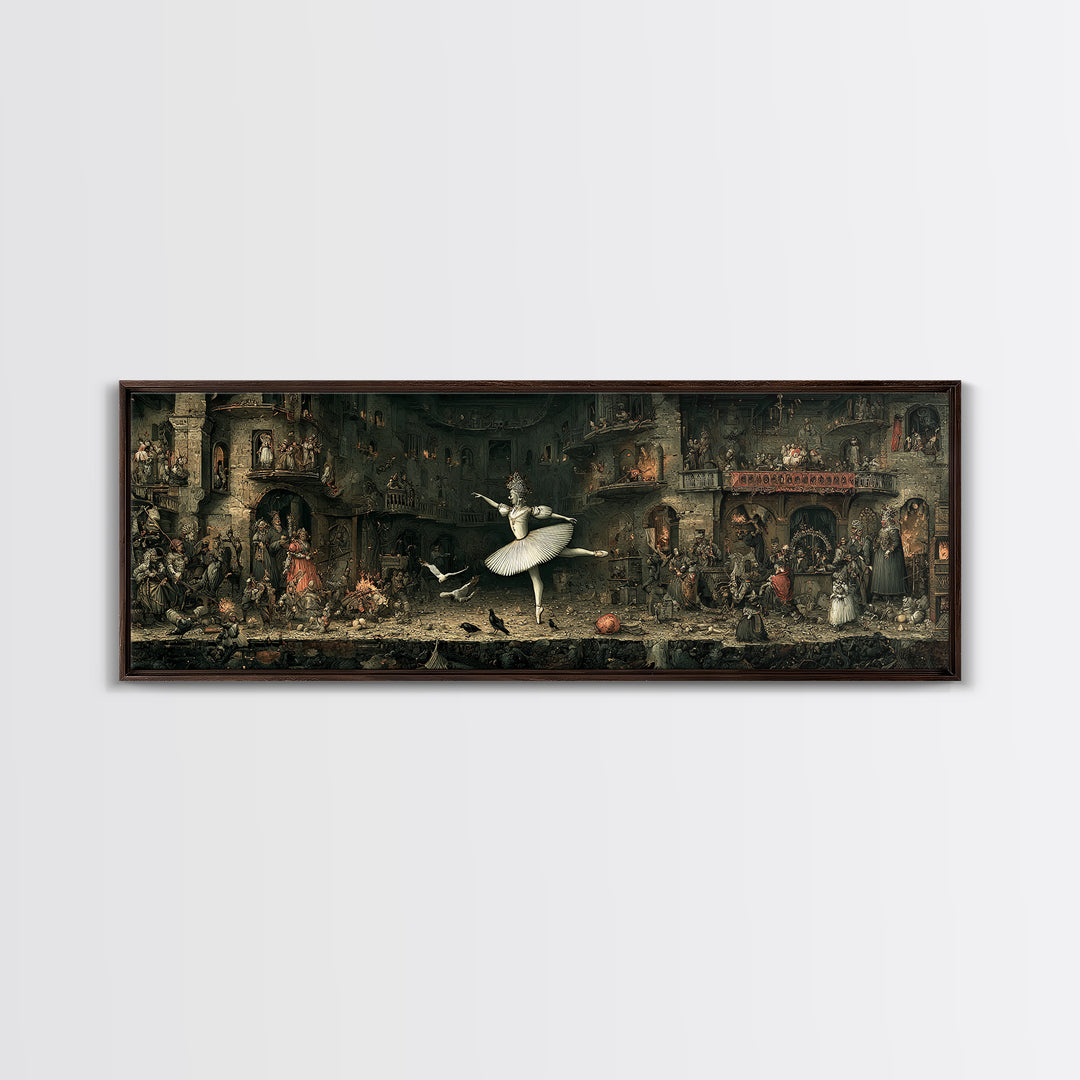 The Phantom Ballerina, Medieval Grotesque Art, Extra Wide Wall Art, Dark Fantasy Wall Art, Canvas Print, Halloween Wall Art