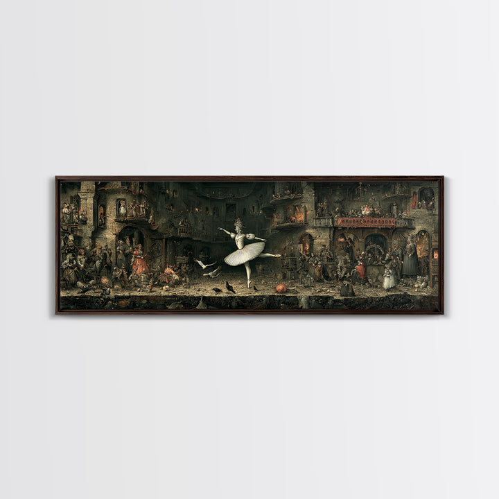 The Phantom Ballerina, Medieval Grotesque Art, Extra Wide Wall Art, Dark Fantasy Wall Art, Canvas Print, Halloween Wall Art