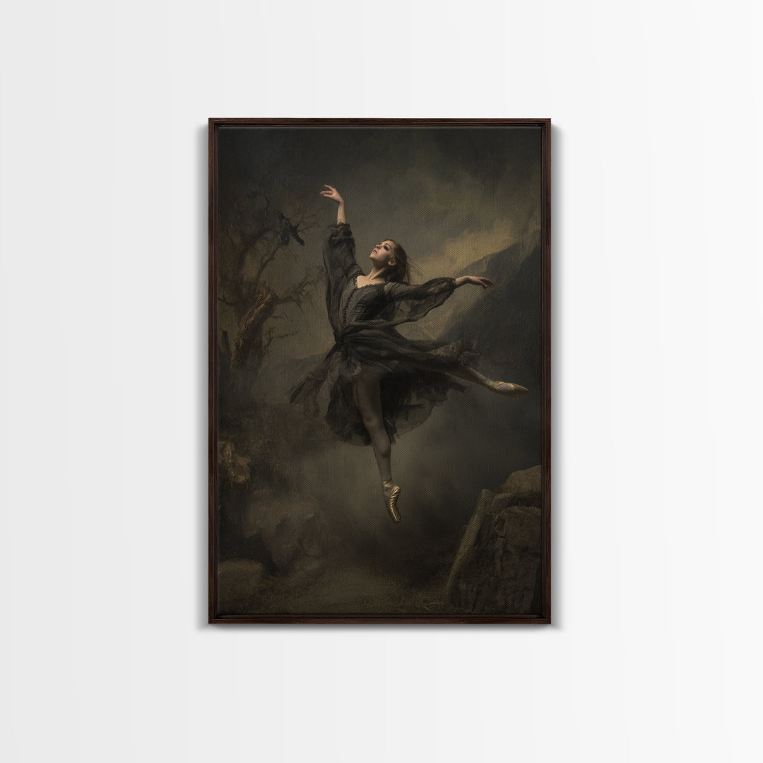 The Phantom Ballerina, Baroque Witchcraft Art, Vertical Wall Art, Dark Fantasy Wall Art, Canvas Print, Halloween Wall Art