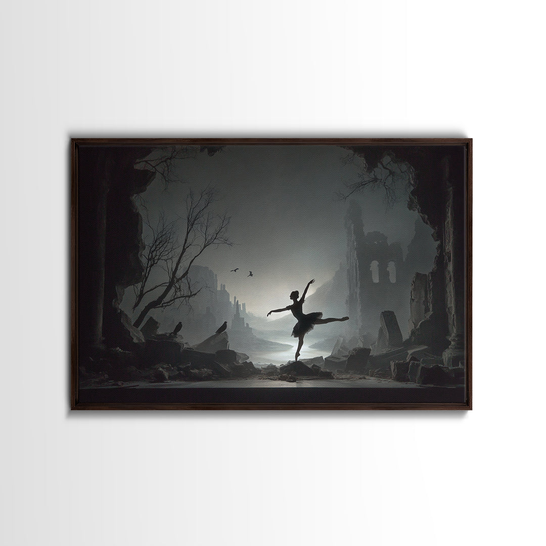 The Phantom Ballerina, Romantic Gothic Landscape, Landscape Wall Art, Gothic Horror Wall Art, Framed Canvas Print