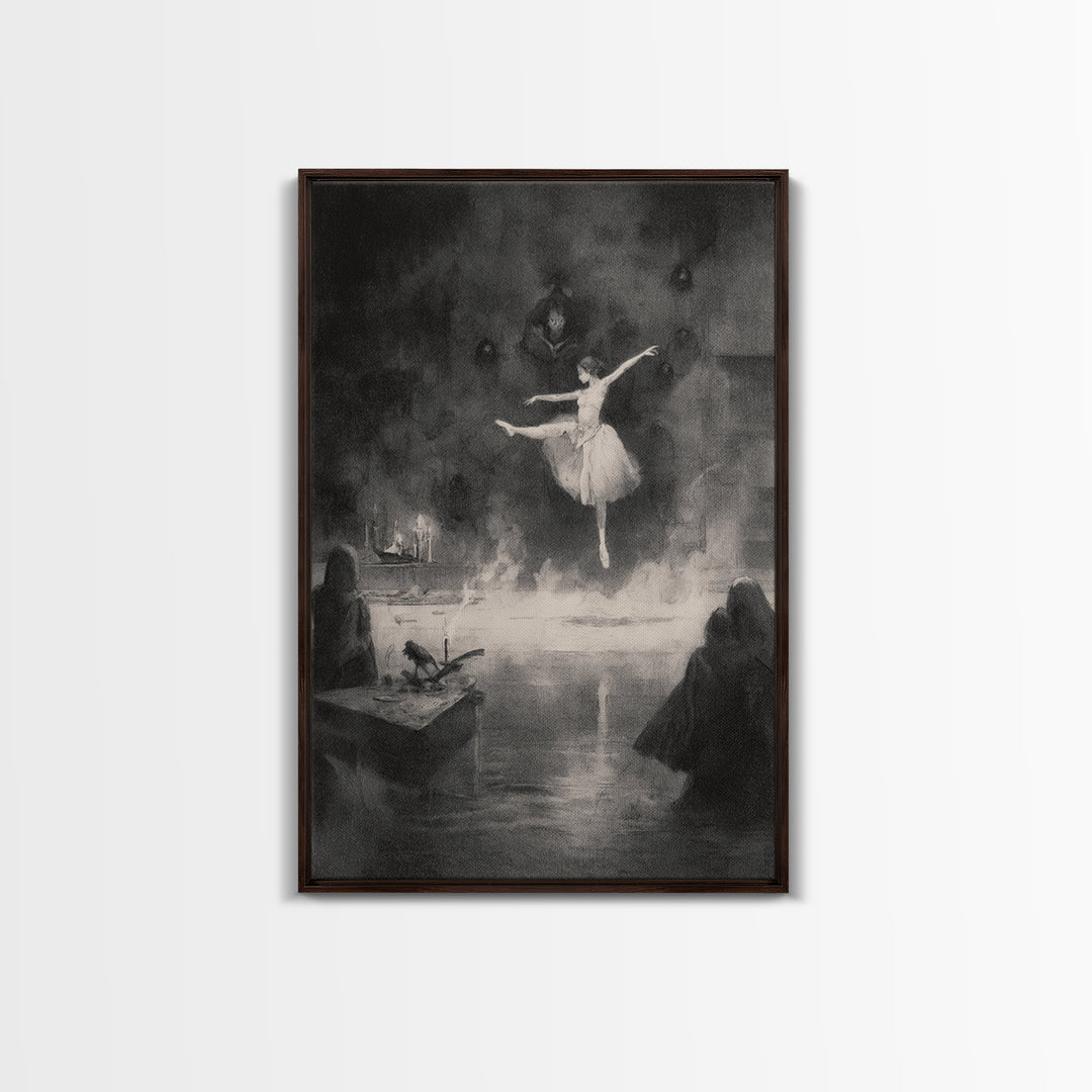 The Phantom Ballerina, Symbolist Dream Art, Vertical Wall Art, Gothic Horror Wall Art, Framed Canvas Print, Halloween Wall Art