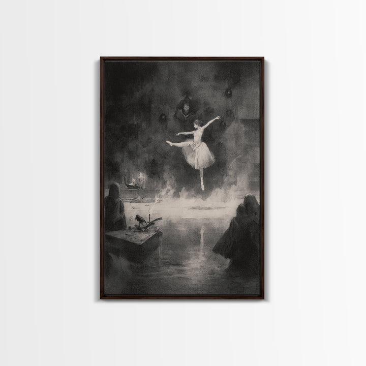 The Phantom Ballerina, Symbolist Dream Art, Vertical Wall Art, Gothic Horror Wall Art, Framed Canvas Print, Halloween Wall Art