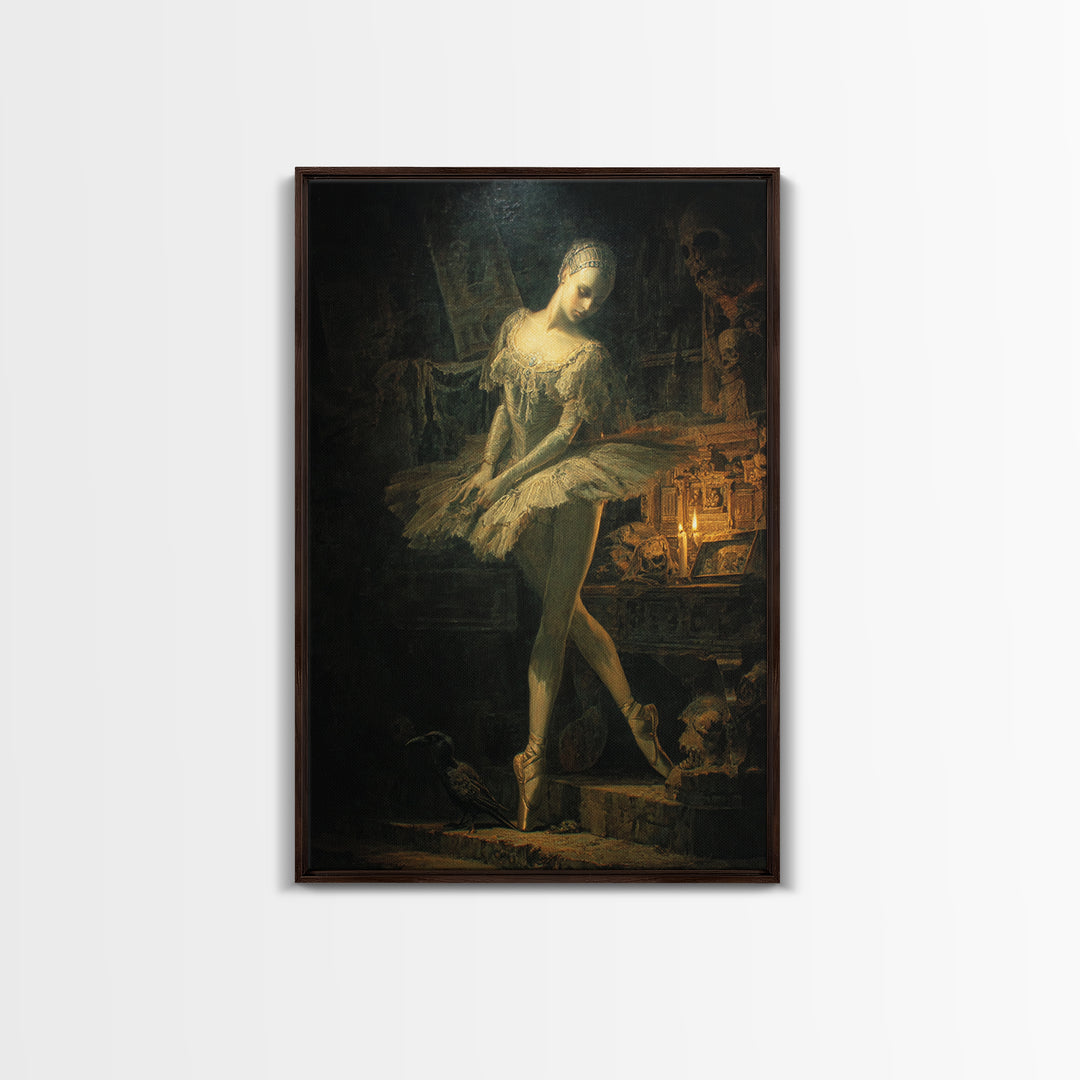 The Phantom Ballerina, Ornate Symbolist Art, Vertical Wall Art, Macabre Wall Art, Canvas Print, Halloween Wall Art, Halloween Decor