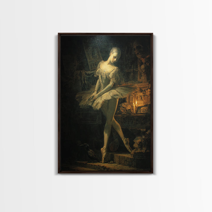 The Phantom Ballerina, Ornate Symbolist Art, Vertical Wall Art, Macabre Wall Art, Canvas Print, Halloween Wall Art, Halloween Decor