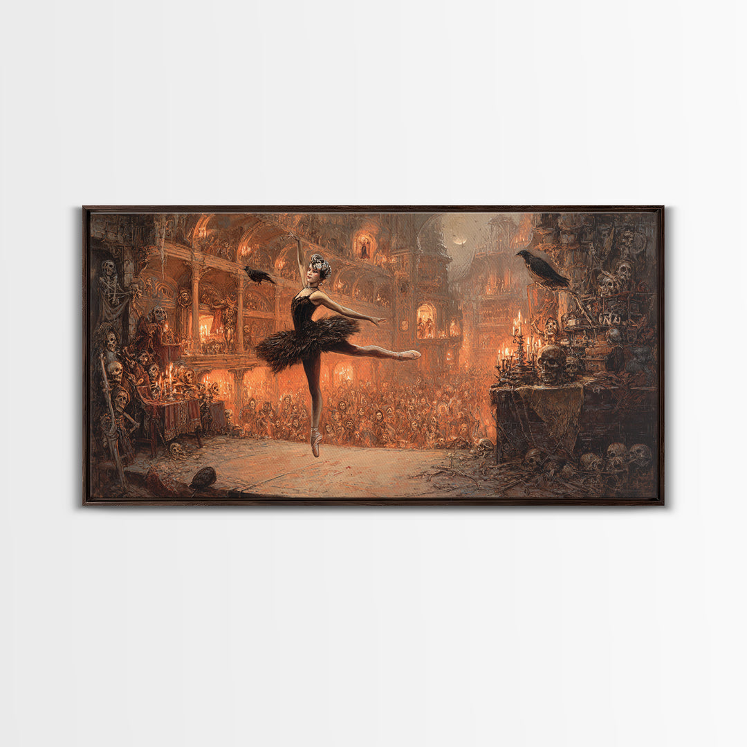 The Phantom Ballerina, Grotesque Carnival Art, Wide Panoramic Art, Dark Fantasy Wall Art, Canvas Print, Halloween Wall Art