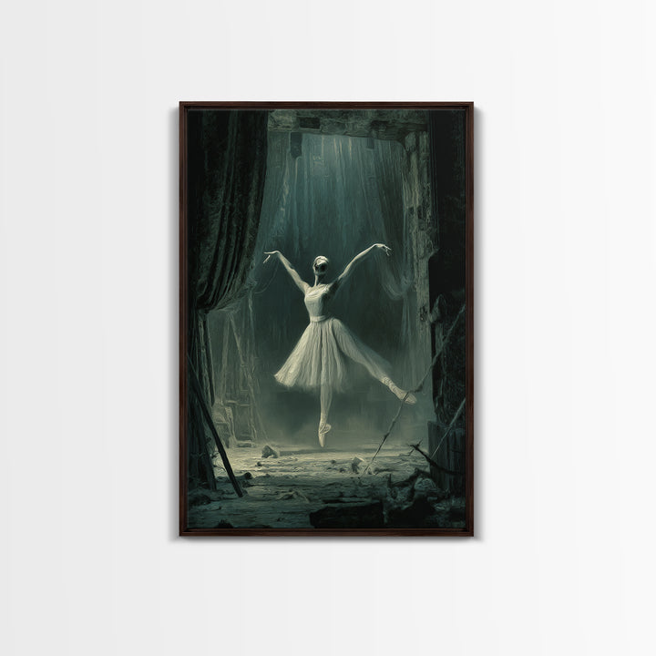 The Phantom Ballerina, Expressionist Gothic Art, Vertical Wall Art, Gothic Horror Wall Art, Framed Canvas Print, Halloween Wall Art