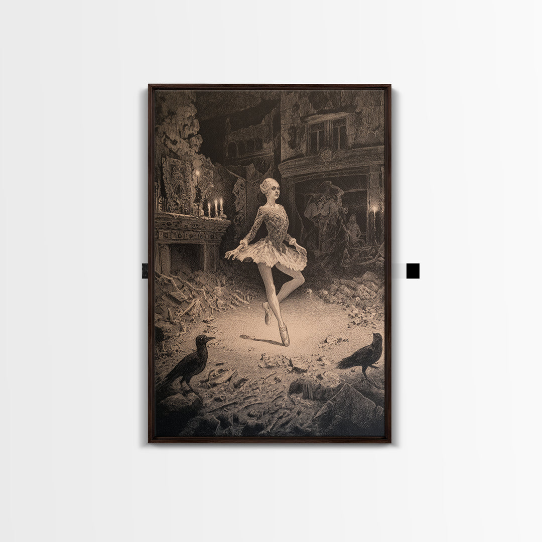 The Phantom Ballerina, Victorian Macabre Art, Vertical Wall Art, Macabre Wall Art, Canvas Print, Halloween Wall Art, Horror Wall Art