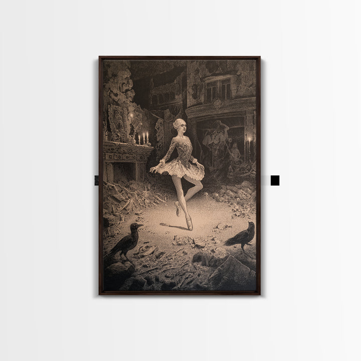The Phantom Ballerina, Victorian Macabre Art, Vertical Wall Art, Macabre Wall Art, Canvas Print, Halloween Wall Art, Horror Wall Art