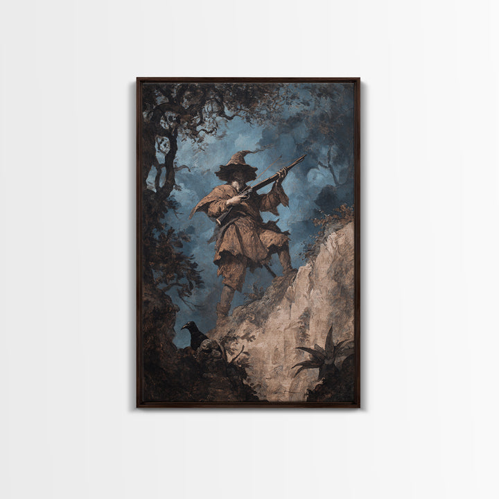 The Ghost Of The Witch Hunter, Baroque Witchcraft Art, Vertical Wall Art, Gothic Horror Wall Art, Canvas Print, Halloween Wall Art