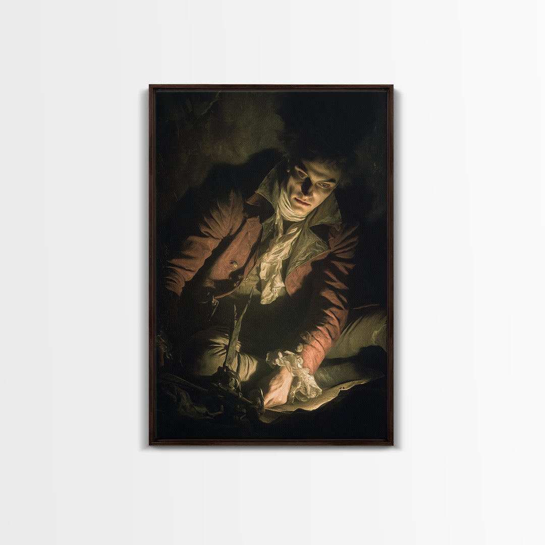 The Ghost Of The Witch Hunter, Gothic Nightmare Art, Vertical Wall Art, Dark Halloween Decor, Framed Canvas Print, Halloween Wall Art