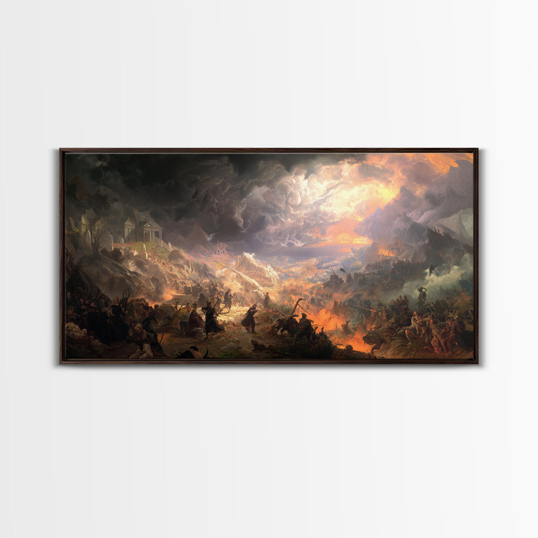 The Ghost Of The Witch Hunter, Apocalyptic Romantic Art, Wide Panoramic Art, Dark Fantasy Wall Art, Canvas Print, Halloween Wall Art