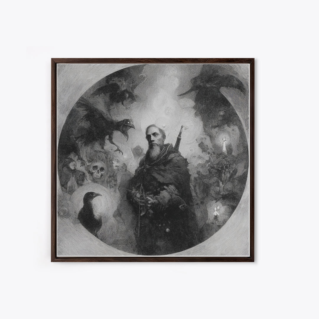 The Ghost Of The Witch Hunter, Symbolist Dream Art, Square Wall Art, Macabre Wall Art, Canvas Print, Halloween Wall Art