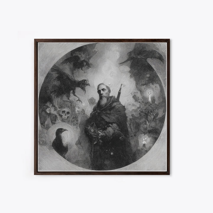 The Ghost Of The Witch Hunter, Symbolist Dream Art, Square Wall Art, Macabre Wall Art, Canvas Print, Halloween Wall Art