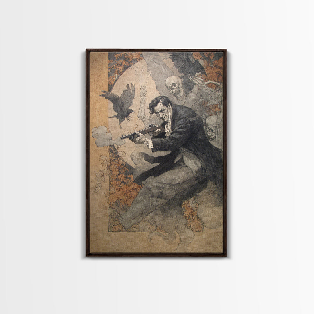 The Ghost Of The Witch Hunter, Decadent Gothic Art, Vertical Wall Art, Gothic Horror Wall Art, Framed Canvas Print