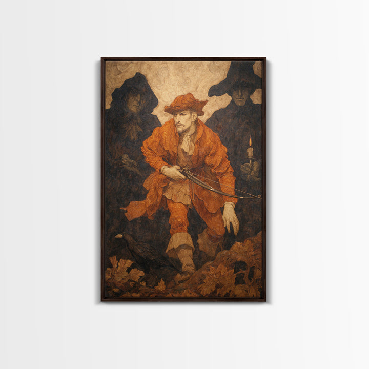 The Ghost Of The Witch Hunter, Dark Symbolist Art, Vertical Wall Art, Macabre Wall Art, Canvas Print, Halloween Wall Art