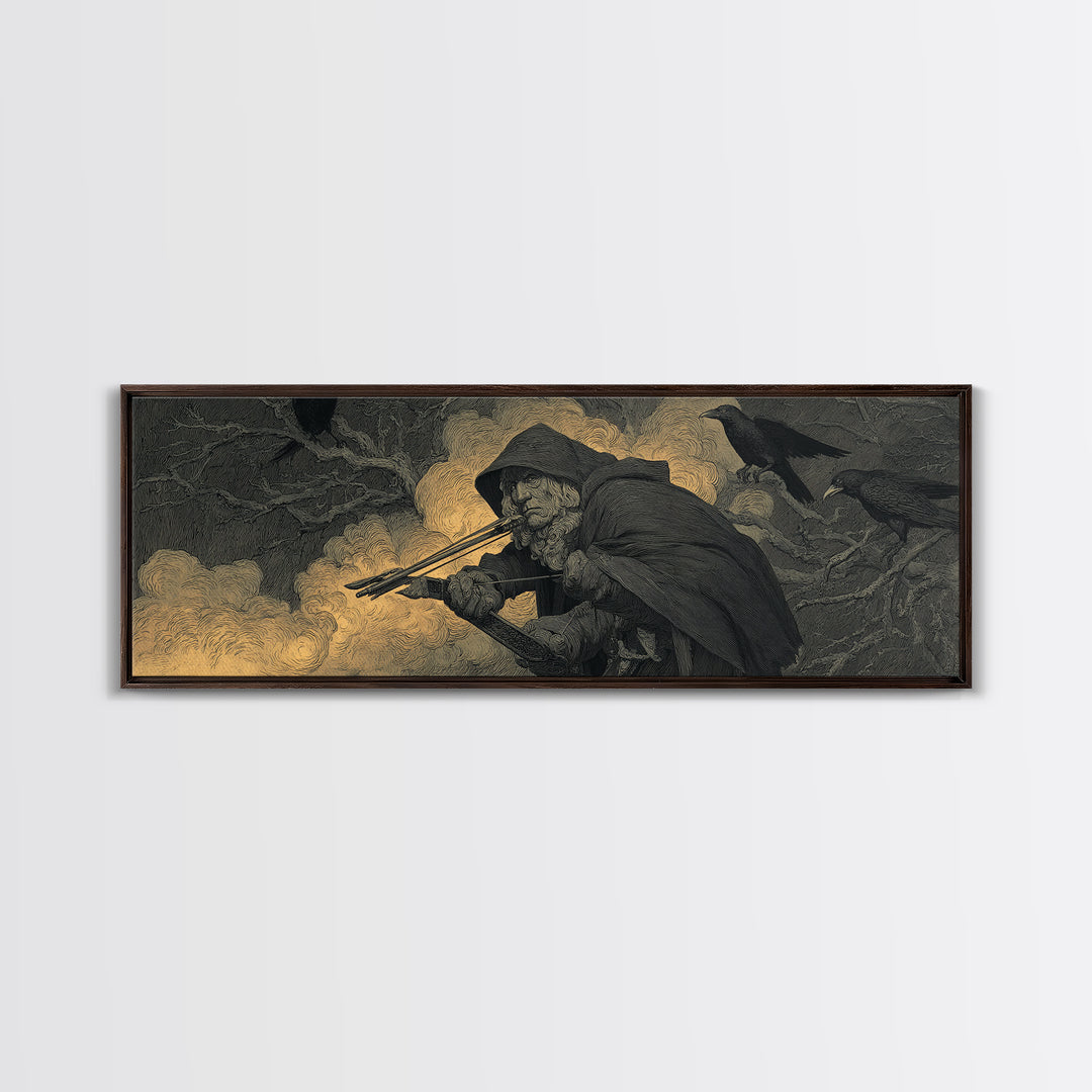 The Ghost Of The Witch Hunter, Expressionist Nightmare Art, Extra Wide Wall Art, Dark Fantasy Wall Art, Framed Canvas Print