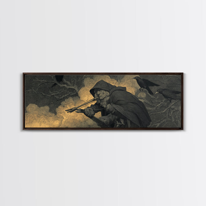 The Ghost Of The Witch Hunter, Expressionist Nightmare Art, Extra Wide Wall Art, Dark Fantasy Wall Art, Framed Canvas Print