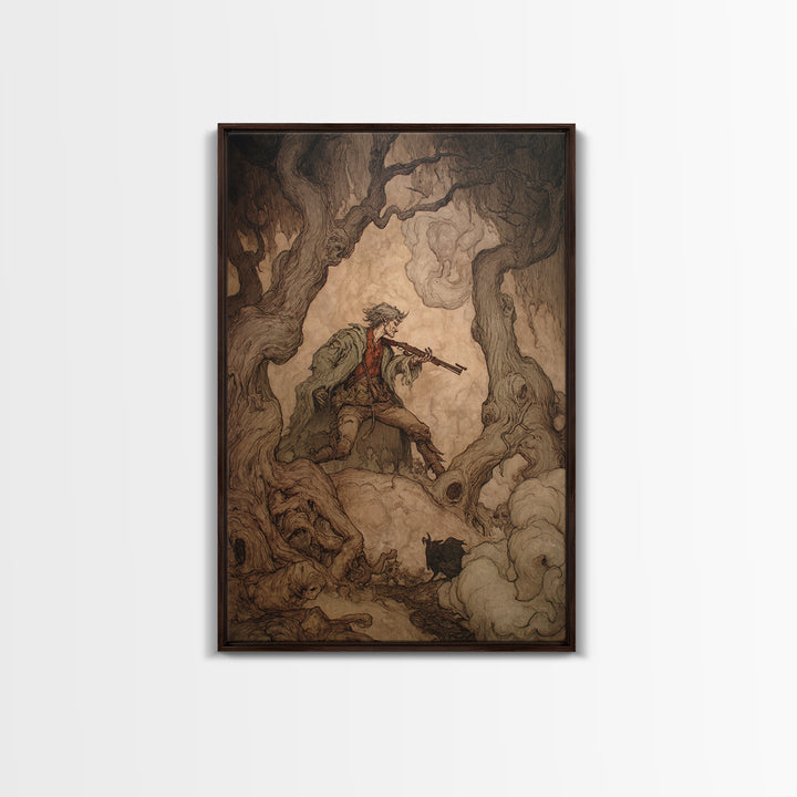 The Ghost Of The Witch Hunter, Gothic Storybook Art, Vertical Wall Art, Gothic Horror Wall Art, Canvas Print, Halloween Wall Art