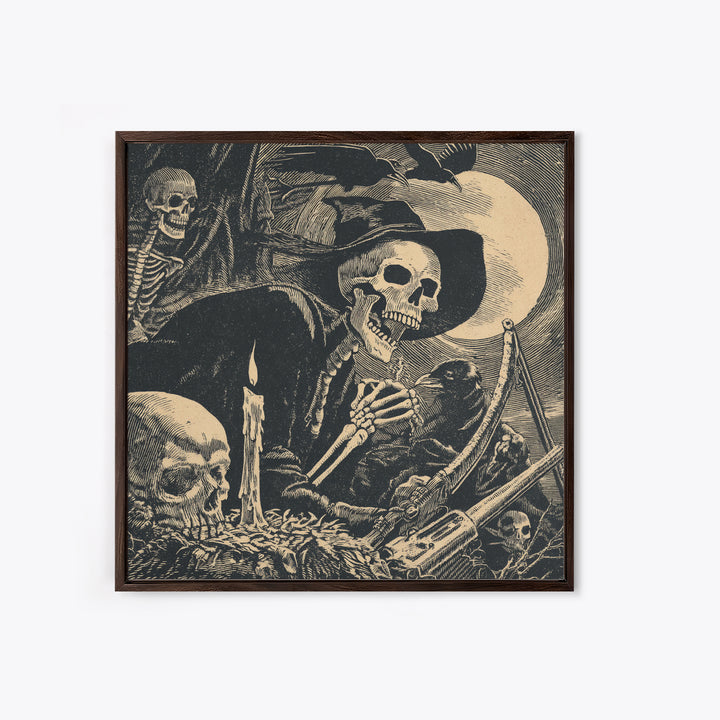The Ghost Of The Witch Hunter, Macabre Folk Print Art, Square Wall Art, Macabre Wall Art, Framed Canvas Print, Horror Wall Art