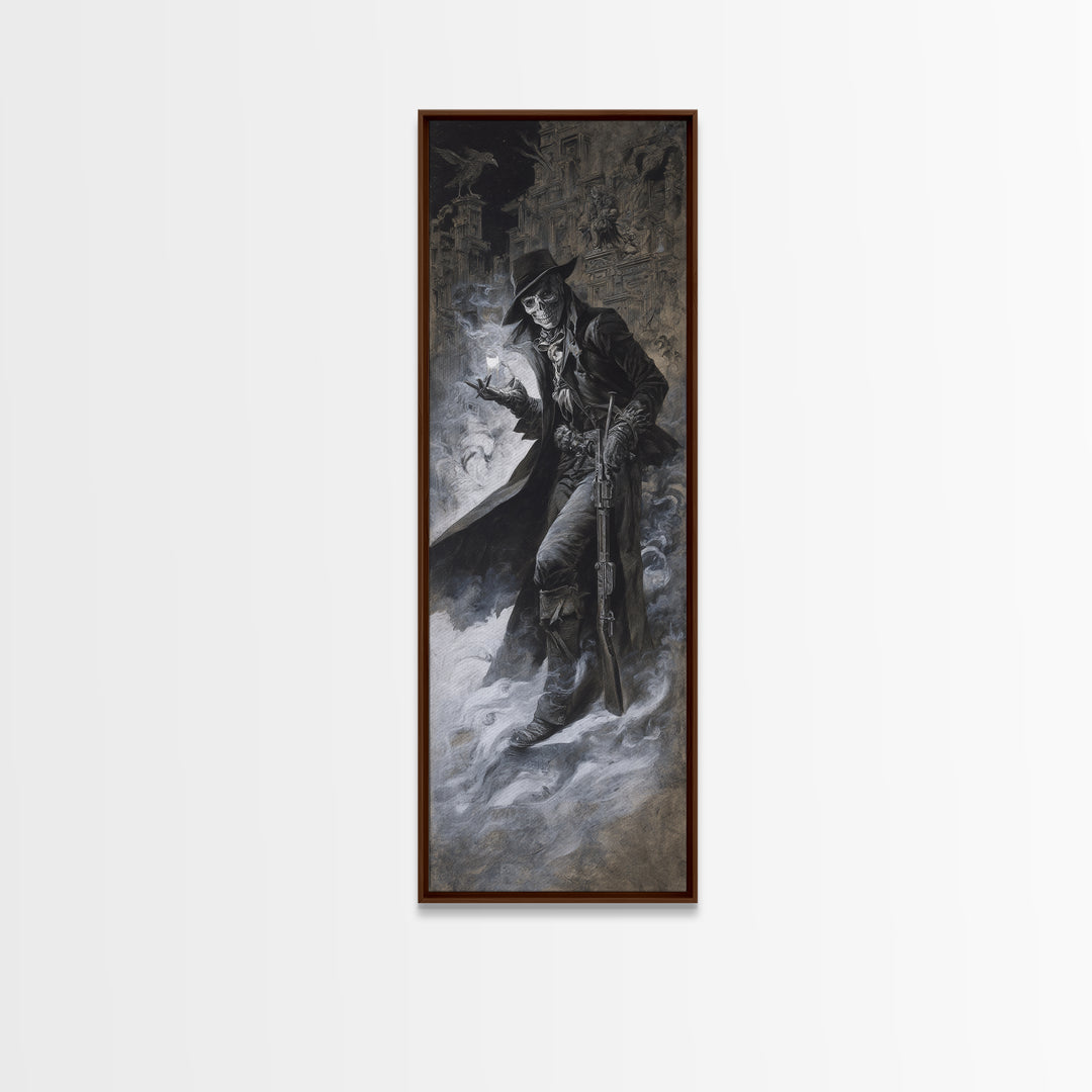 The Ghost Of The Witch Hunter, Surreal Apocalyptic Art, Tall Narrow Wall Art, Macabre Wall Art, Canvas Print, Halloween Wall Art