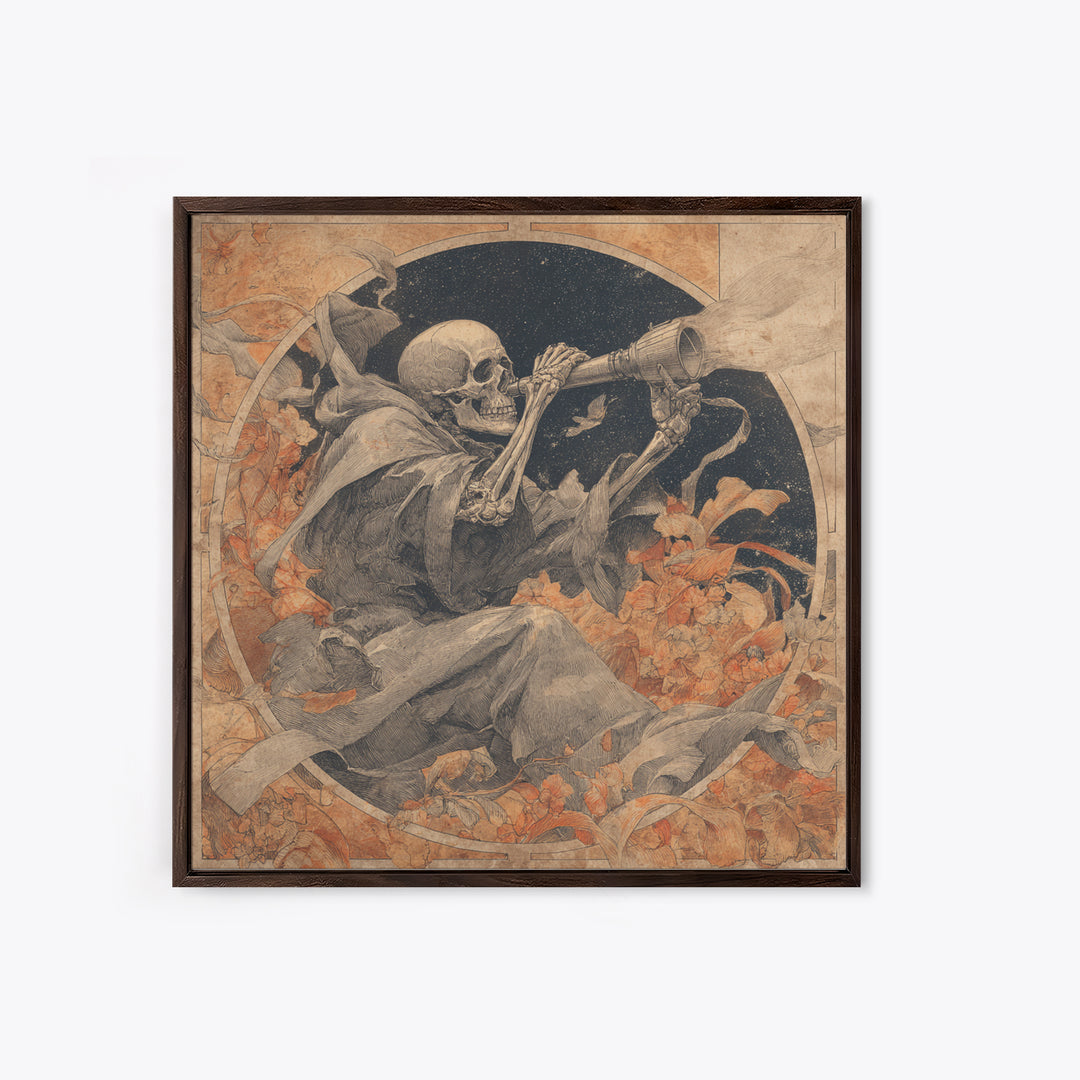 The Skull Astronomer, Decadent Gothic Art, Square Wall Art, Gothic Horror Wall Art, Canvas Print, Halloween Wall Art