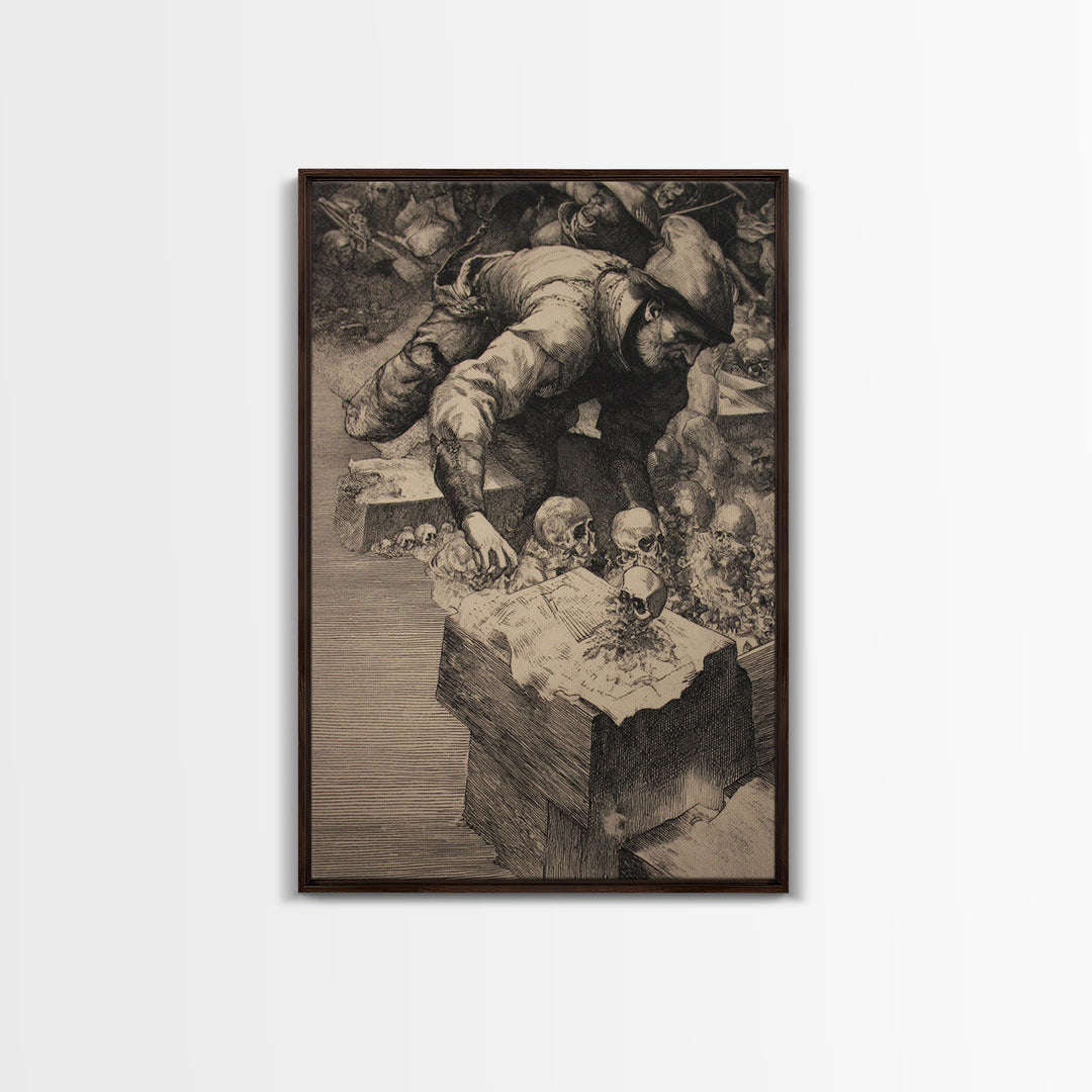 The Cemetery Beekeeper, Renaissance Engraving Art, Vertical Wall Art, Gothic Horror Wall Art, Canvas Print, Halloween Wall Art