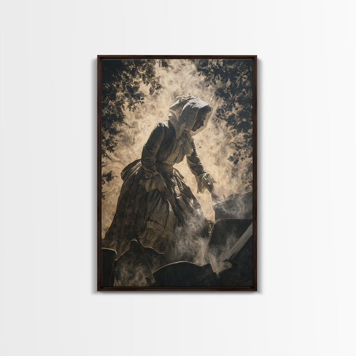 The Cemetery Beekeeper, Dark Romantic Horror Art, Vertical Wall Art, Dark Fantasy Wall Art, Canvas Print, Halloween Wall Art