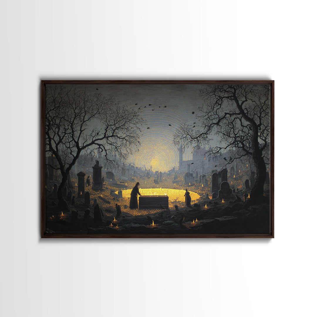 The Cemetery Beekeeper, Romantic Gothic Landscape, Landscape Wall Art, Macabre Wall Art, Framed Canvas Print, Halloween Wall Art
